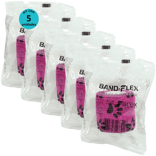 Atadura 5cm Rosa Com Patinhas Band-Flex Autoadesiva Para Animais Farex Kit Com 5 Atadura 5cm Rosa Com Patinhas Band-Flex Autoadesiva Para Animais Farex Kit Com 5